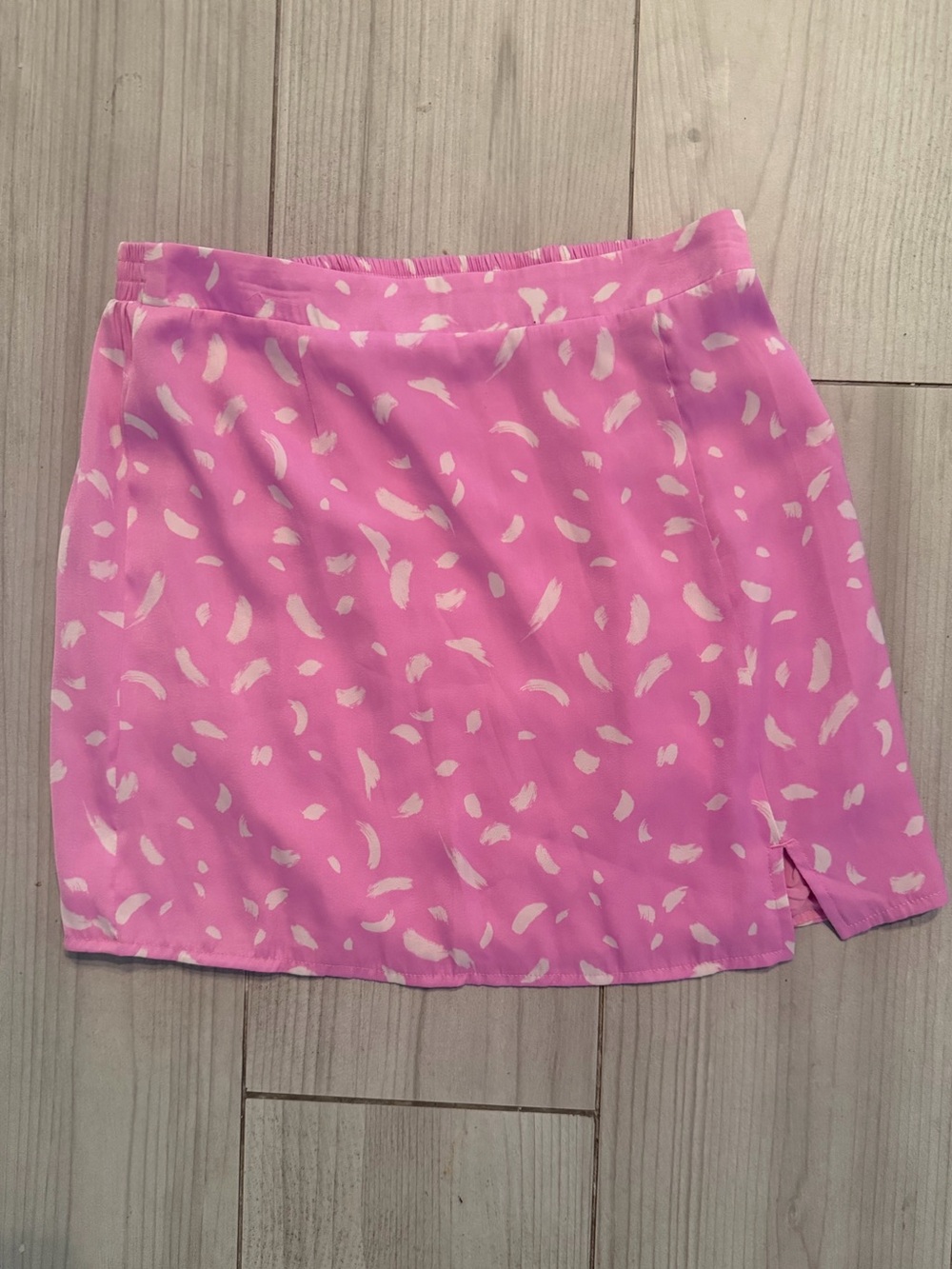 saltwater LUXE Pink Mini Skirt with white Brushstroke Print